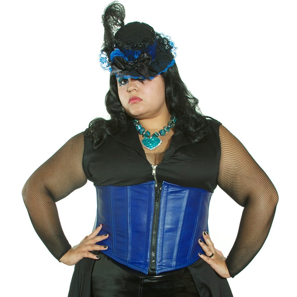 Blue Leather Corset Plus size